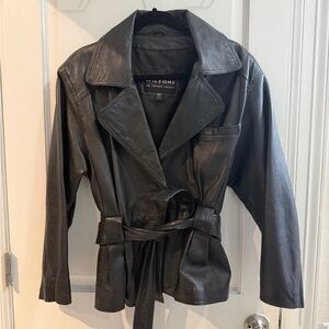 Wilson Women's Classic Black Leather Belted Jacket